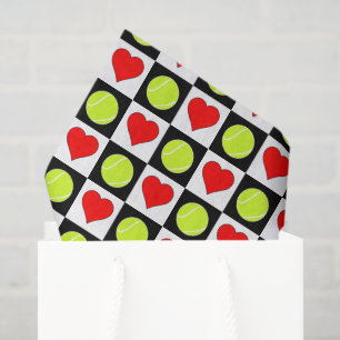 Tennis Balls & Hearts Pattern Tissue Paper
