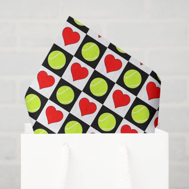 Tennis Balls & Hearts Pattern Tissue Paper (Gift Bag)
