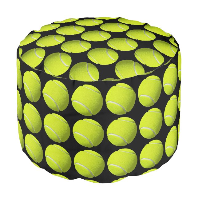 Tennis Balls on Black Pouf (Angled Front)