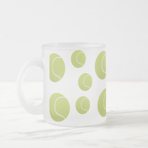 tennis balls pattern frosted glass coffee mug