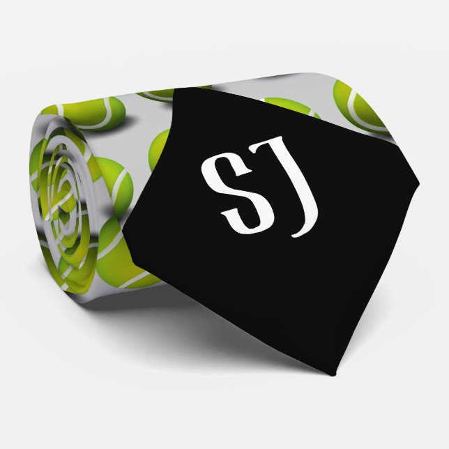 Tennis Balls Pattern | Monogram Sport Neck Tie (Rolled)