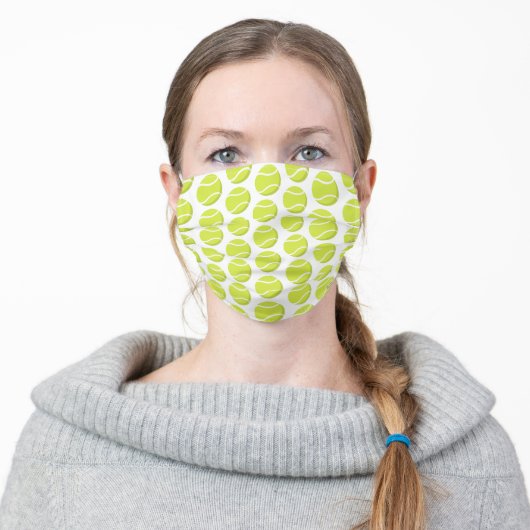 tennis balls pattern personalized sports adult cloth face mask (Worn)