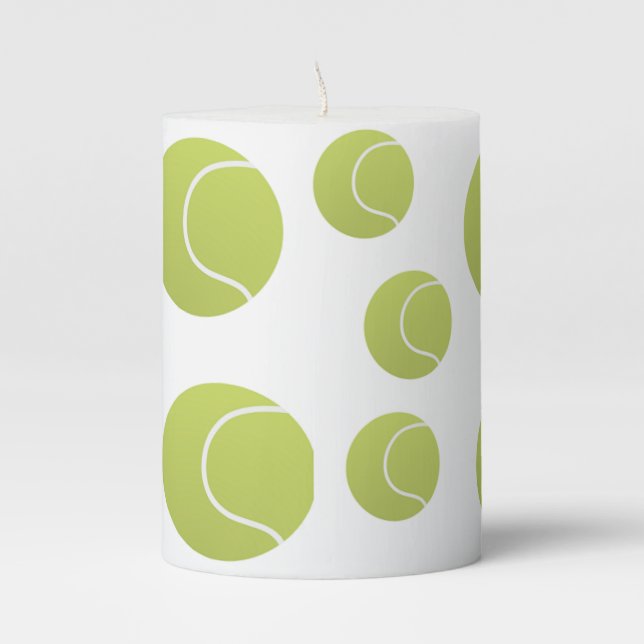 tennis balls pattern pillar candle (Front)