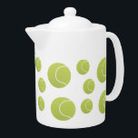 tennis balls pattern teapot<br><div class="desc">Green tennis balls on white background pattern.</div>