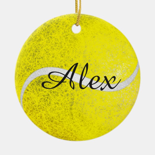 Tennis balls personalized name ceramic ornament (Front)