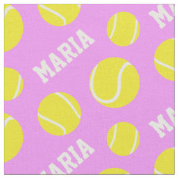 Tennis balls pink girls custom name sports pattern fabric
