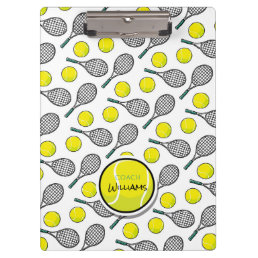 Tennis Balls Racquet Coach NAME Clipboard