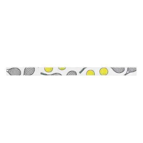 Tennis Balls Racquet Yellow White Black Love Grosgrain Ribbon