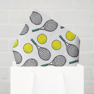 Tennis Balls Racquet Yellow White Black Sports Tissue Paper