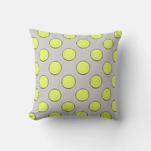 Tennis Balls Seamless Pattern on Grey Background Throw Pillow