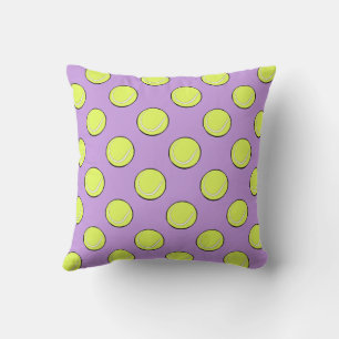 Tennis Balls Seamless Pattern on Purple Background Throw Pillow