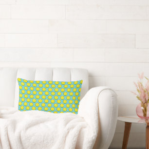 Tennis Balls Sports Yellow Blue Fun Lumbar Pillow