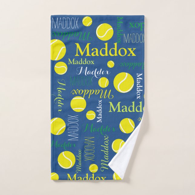 Tennis balls sports yellow, green, blue custom hand towel  (Hand Towel)