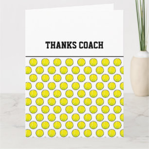 Tennis Balls THANKS COACH Yellow Sports Fun Card