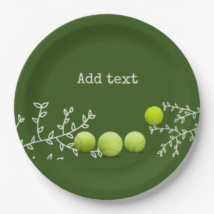 Tennis balls with flower graphic decoration paper plates