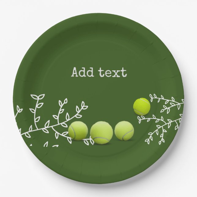 Tennis balls with flower graphic decoration  paper plates (Front)