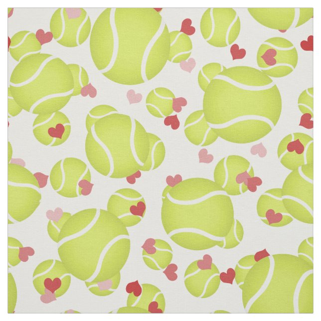 tennis balls with hearts pattern sports fabric (Swatch)