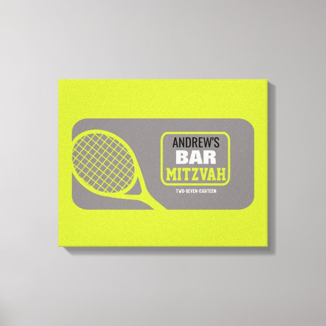 TENNIS Bat Bar Mitzvah Sign-In Memory Board Canvas Print (Front)