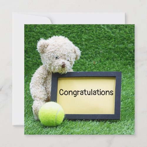 Tennis Bear Congratulations with tennis ball