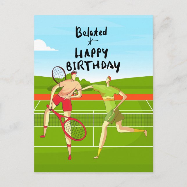 Tennis Belated  Birthday to Tennis Players Postcard (Front)