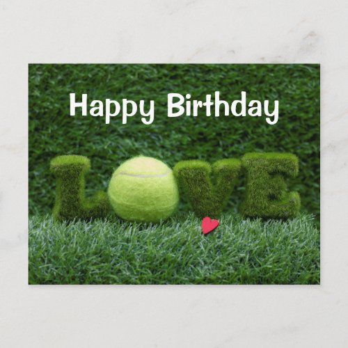 Tennis Birthday card with LOVE on green grass