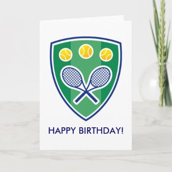 Tennis Birthday Card With Racket Badge by imagewear at Zazzle