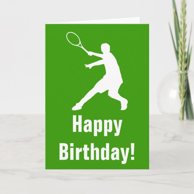 Tennis Birthday card with silhouette of player (Front)