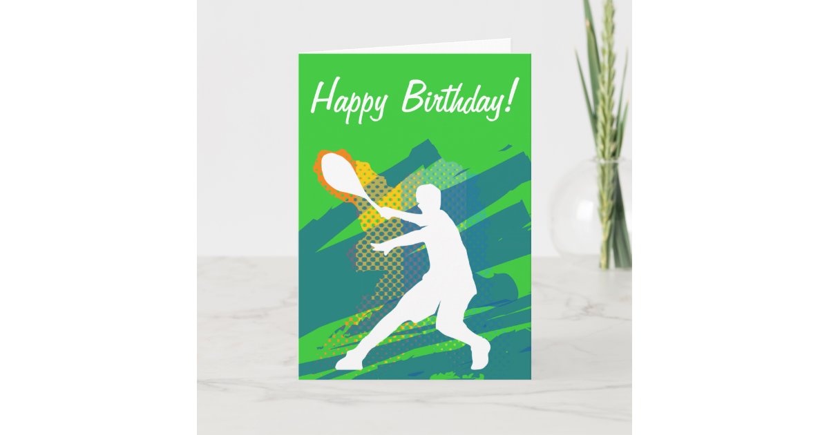 Tennis Birthday card with silhouette of player | Zazzle.com