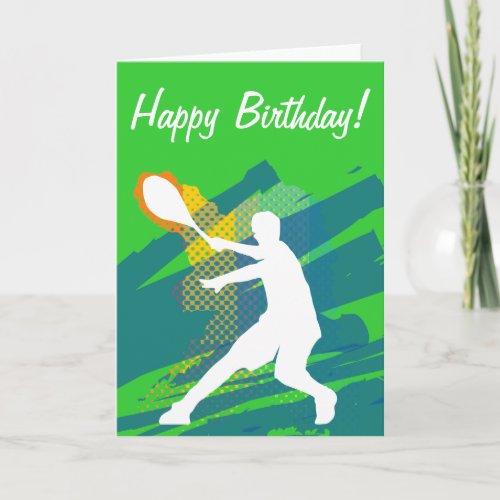 Tennis Birthday card with silhouette of player