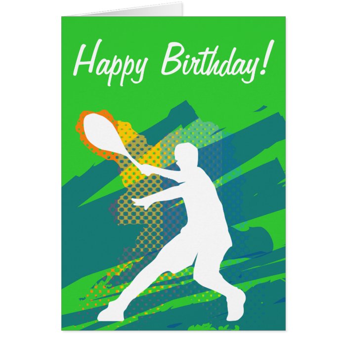 Tennis Birthday card with silhouette of player | Zazzle