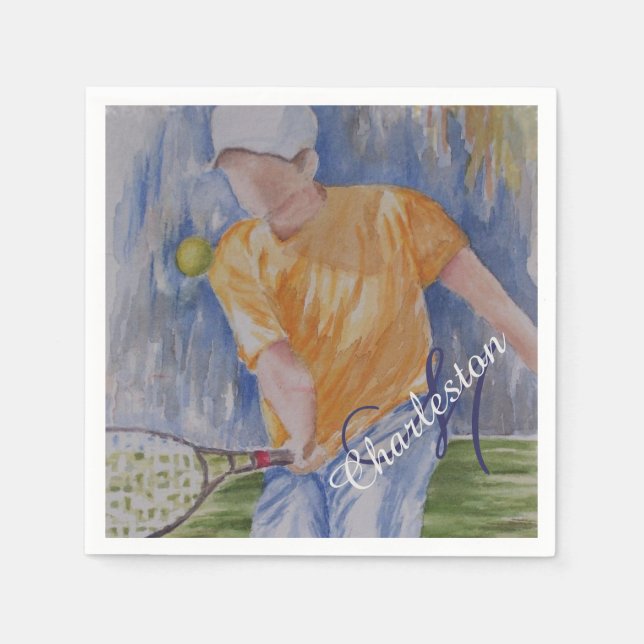 Tennis Birthday Celebration Party Napkins (Front)