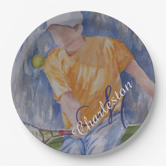 Tennis Birthday Celebration Party Paper Plates (Front)