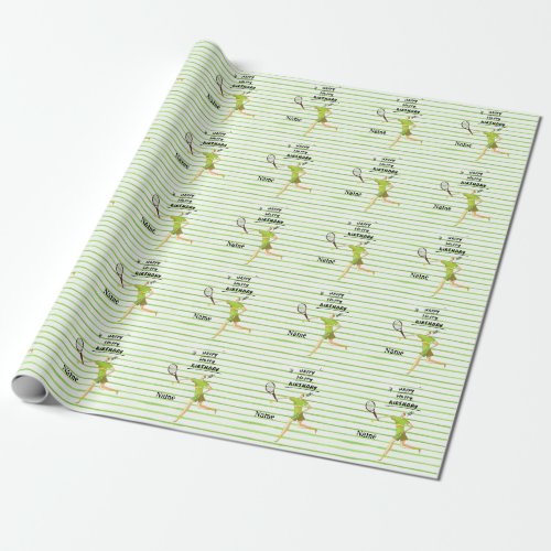 Tennis Birthday for tennis lovers watercolor green Wrapping Paper