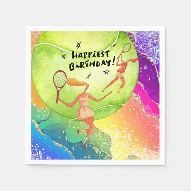Tennis  Birthday  for Tennis Player watercolor   Napkins (Front)
