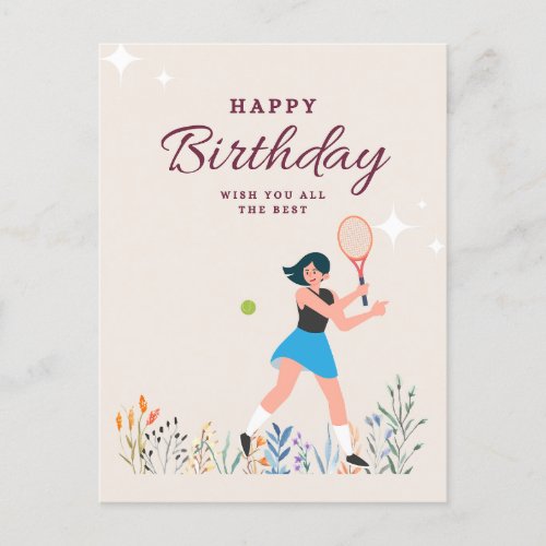 Tennis Birthday for Woman Player  Postcard