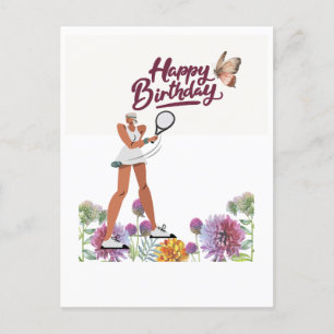 Tennis Birthday for Woman Player Postcard