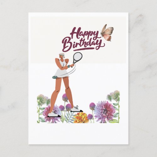 Tennis Birthday for Woman Player  Postcard