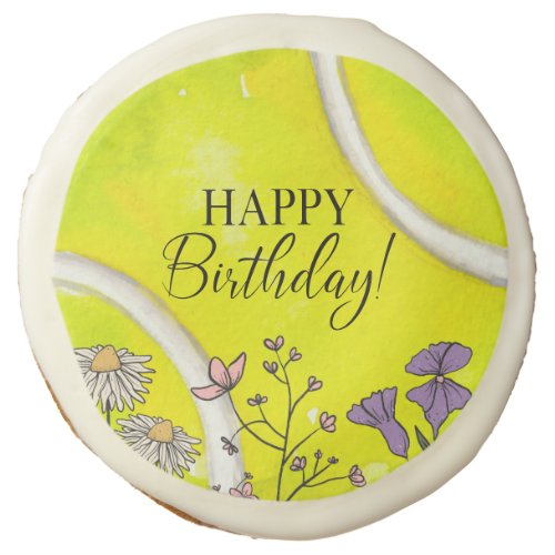 Tennis Birthday  on tennis ball for player   Sugar Cookie