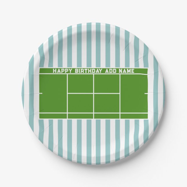 Tennis Birthday Paper Plates (Front)