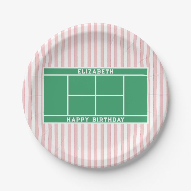 Tennis Birthday Paper Plates (Front)