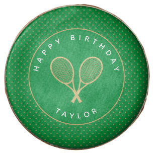 Tennis Birthday Party Green & Gold Personalized Chocolate Covered Oreo
