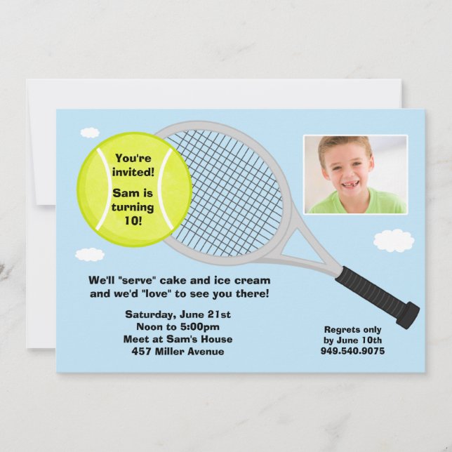 Tennis Birthday Party Invitation (Front)