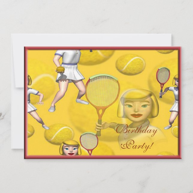 Tennis Birthday Party Invitation (Front)