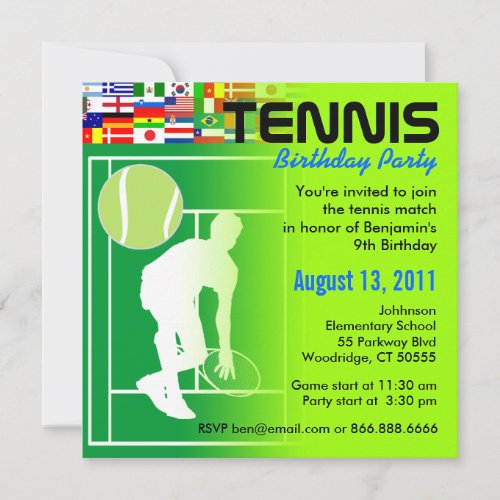Tennis Birthday Party Invitation