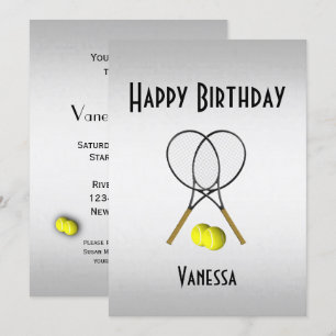 Tennis Birthday Party Invitation with RSVP