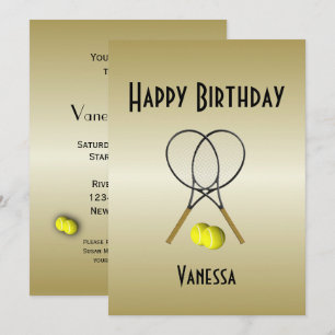 Tennis Birthday Party Invitation with RSVP