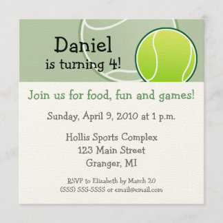 Tennis Birthday Party Invitations 5.25 in