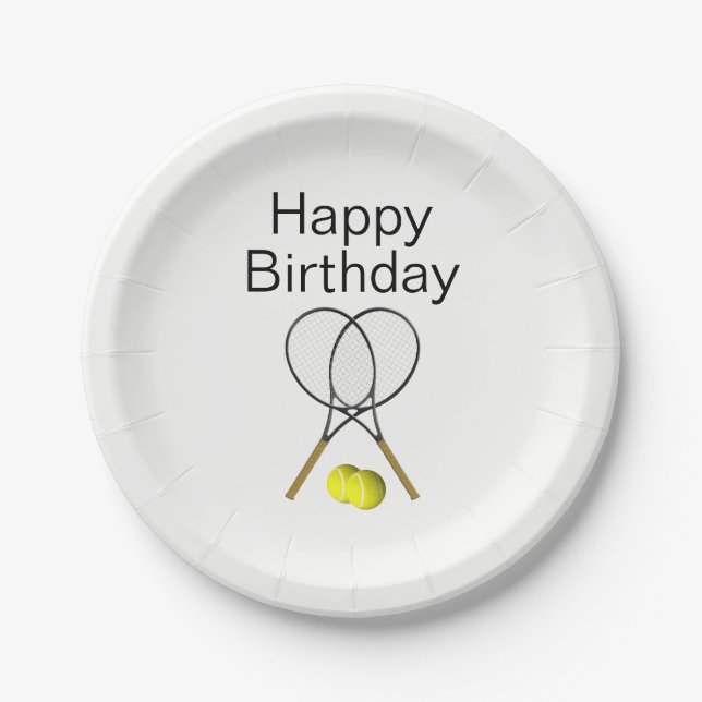 Tennis Birthday Party Paper Plates (Front)
