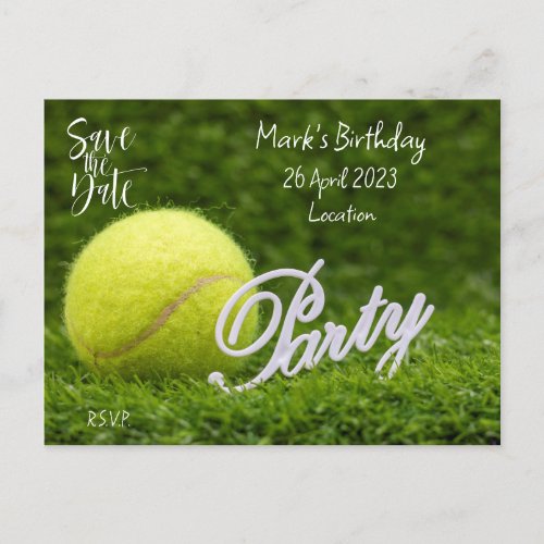 Tennis  Birthday Party  Save the Date invitation Postcard