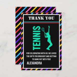 Tennis Birthday Party, Tennis Girl Player  Thank You Card